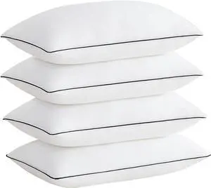 Cooling Bed Pillows for Sleeping Luxury Hotel Quality 3D Microfiber Filling with Breathable Cover for Side Back and Stomach Sleepers Reduces Neck Pain King (Pack of 4) Black 4 Count