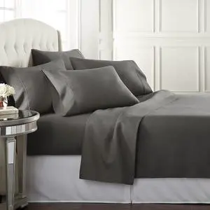 Bed Sheet Set King Size for Hot Sleepers Hotel Premium Sheets with 4 Pillowcases Lightweight Brushed Microfiber Deep Pockets Breathable Cooling 6 Piece Bedding Sets Gray
