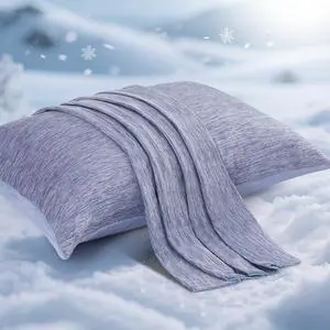 Cooling Pillow Cases for Hot Sleepers Japanese Q-Max 0.5 Cooling Pillowcases Both Sides(Cooling/Cotton) Breathable Soft Pillowcase for Hair and Skin Set of 2-Blue (Standard (20 x 26))