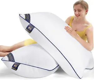 Supportive Firm Bed Pillows for Sleeping- King Size Set of 2 Cooling Hotel Quality with Premium Soft Down Alternative Fill for Back Stomach or Side Sleepers 20x34