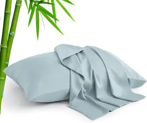 Pillow Cases Standard Size Set of 2 Rayon Derived from Bamboo Cooling Pillow Cases for Hot Sleepers & Night Sweats Breathable and Silky Soft Envelope Pillowcases(Haze Blue 20x26)