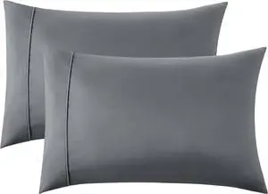 Queen Pillow Cases Set of 2 - Dark Grey Double Brushed Microfiber Pillowcases 2 Pack Super Soft and Cozy Cooling Pillow Case Covers with Envelope Closure 20x30