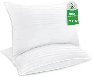 Bed Pillows Standard Size Set of 2 - Standard Size Bed Pillows 2 Pack Premium Down Alternative Hotel Pillows Set of 2- Soft and Supportive Dorm Pillows for Back Stomach or Side Sleepers