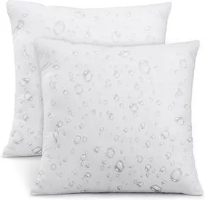 Outdoor Pillow Inserts 20 x 20 Inches (Pack of 2 White) Water Resistant Garden Throw Pillows for Patio and Porch Furniture