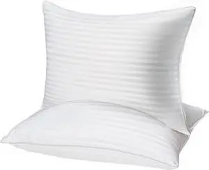 Pillows Queen Size Set of 2 Hotel Collection Bed Pillows for Sleeping Gusseted Pillow for Back Stomach or Side Sleepers(Bright White)