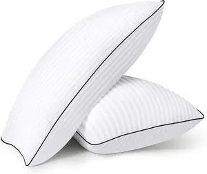 Bed Pillows Queen Size Set of 2 for Sleeping - Luxury Hotel Pillows Soft & Supportive Down Alternative Microfiber Cooling Pillow for Night Sweats Back/Stomach/Side Sleepers White