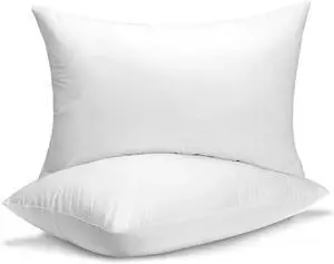 Queen Size Bed Pillows - Set of 2 Medium Density Soft and Supportive for Back Side and Stomach Sleepers (Queen (Pack of 2)) (White Pack of 2)