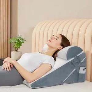 3PCS Bed Wedge Pillow Set for After Surgery 9&12inch Orthopedic Memory Foam Adjustable Pillow Wedge for Acid Reflux Relief Back Pain Neck&Back Support