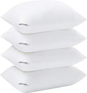 Standard Size Bed Pillows for Sleeping 4 Pack Luxury Hotel Pillows Comfortable and Supportive Machine Washable Suitable for Stomach Back and Side Sleepers.