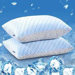 King Size Pillows Set of 2 Shredded Memory Foam Pillows Cooling Pillow King 2 Pack Foam Pillow for Sleeping Adjustable Firm Bed Pillow for Side Back and Stomach Sleepers