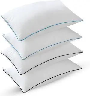 Bed Pillows for Sleeping - Pillows Standard Size Set of 4 Cooling Luxury Hotel Quality Pillow with Premium Plush Soft Down Alternative Fill for Side Back or Stomach Sleepers