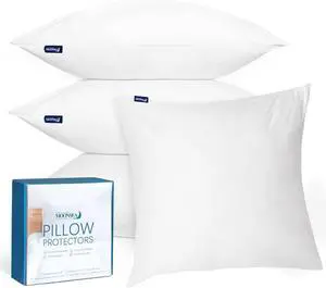 18x18 Waterproof Pillow Covers Set of 4 for Square Throw Pillow 18x18 Inch White Zippered Pillow Protector Feather Proof Pillow Case Protector