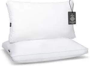 King Size Pillow Set of 2 Bed Pillows for Sleeping - Microfiber Cover Pillows for Bed with Down Alternative - King Pillows 2 Pack for Back Stomach and Side Sleepers - 20x 36 (White)