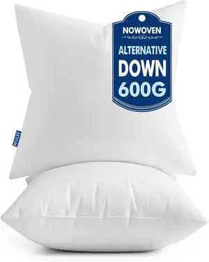 Set of 2 Throw Pillow Inserts 20x20 Inches 100% Virgin Filling Nowoven Pillow Inserts for Couch Sofa Living Room