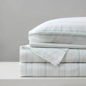 100% Cotton Sheet Set Breathable Lightweight Soft with 14 Elastic Pocket Fits up to 16 Mattress All Season Cozy Bedding Matching Pillow Case Queen Good Vibes 4 Piece
