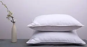 Goose Down Feather Hotel Collection Bed Pillows for Sleeping Pair Standard Pillows for Back Stomach or Side Sleepers Stripe White Color Set of 2 Pillows