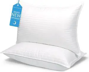 Bed Pillows for Sleeping Queen Size - Hotel Quality Set of 2 - Breathable Down Alternative Microfiber Filled for Back Stomach Side Sleepers Cooling & Skin-Friendly