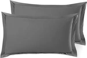 Soft Pillow Shams Set of 2 - Double Brushed Microfiber Pillow Covers - Hotel Style Premium Bed Pillow Cases with 1.5 Decorative Flange King 20x36 - Gray
