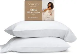 Comphy SoftSpa Pillowcase Set of 2 White Super Soft Pillow Cases Queen Pillow Cases Luxury Spa Breathable Hotel Quality Pillow Cases