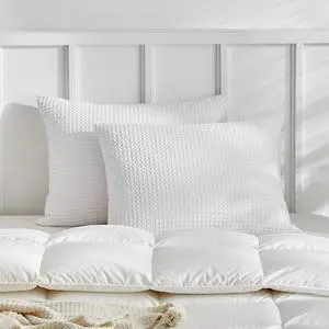 Waffle Weave Pillowcases King Size 2 Pack Pillow Cases Soft Microfiber Pillow Case Covers Set of 2 Boho Woven Textured Pillowcase with Envelope Closure(White King 20x36 Inches)