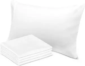Pillow Cases Standard Size White Pillow Cases Set of 4 Cotton Blend 200 TC Soft & Breathable Perfect for Home & Hospital Hotel Quality Queen Pillow Protectors 30x20 Inches