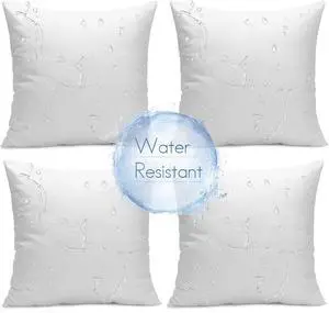 Ashler Outdoor Pillows 18 x 18 Pillow Inserts Set of 4 Waterproof Throw Pillow Inserts Hypoallergenic for Patio Water Resistant Indoor Outdoor Decorative