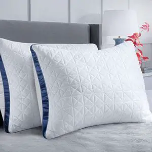 Pillows Queen Size Set of 2 Queen Pillows 2 Pack Cooling Hotel Luxury Pillow for Bed Sleeping Supportive Breathable Down Alternative Gusseted Pillow for Side Stomach or Back Sleepers