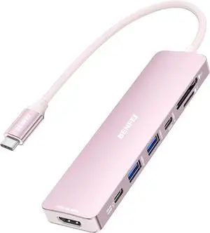 7-in-1 USB C Hub with HDMI(4K@60Hz) 2 USB-A 1 USB-C Data 100W Charge SD/TF Card Reader Silicone Tangle-Free Cable Compatible with MacBook Pro/Air iPad Pro iMac iPhone 15 Pro/Pro Max 7-in-1 USB C Hub with HDMI(4K@60Hz) 2 USB-A 1 USB-C Data 100W Charge SD/TF Card Reader Silicone Tangle-Free Cable Compatible with MacBook Pro/Air iPad Pro iMac iPhone 15 Pro/Pro Max