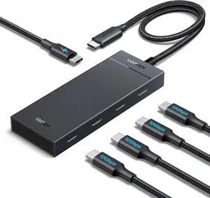 Powered 100W 10Gbps USB C Hub - 5 in 1 Adapter with 4 USB-C 100W PD Ports for MacBook/Air iPad Pro iPhone Surface Laptops and More