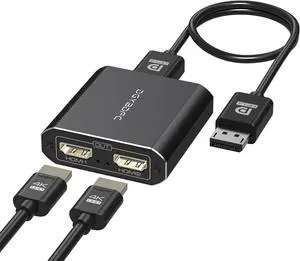 4K60Hz Displayport to Dual HDMI Adapter for PC Laptop Graphics Card DP 1.4 to 2 HDMI2.0 Monitors Extension Display Displayport to HDMI Splitter 1 in 2 Out Hub MST Extend Mode for Windows Only
