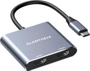 Dual HDMI Adapter for 2 Monitors USB C to Double HDMI Adapter for Laptop MacBook Pro/Air Support 4K@30Hz Double Monitors or 4K@60Hz Single Monitor