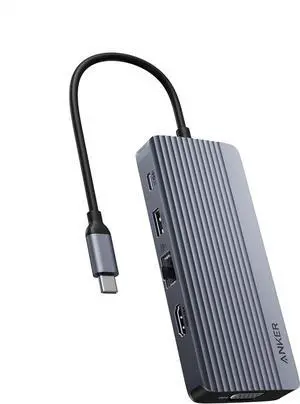10-in-1 USB C Hub Dual-Display USB C Docking Station One 4K@30Hz HDMI 1080p VGA 100W Power Delivery 5 Gbps USBC&A Data Ports for  XPS  Vostro 5320 Laptop and More