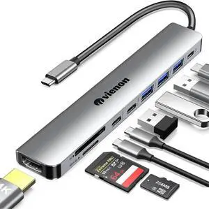 USB C Hub HDMI Adapter for Monitor VIENON 9 in 1 USB Type C Laptop Docking Station with 4K HDMI SD/TF Card Reader 100W PD USB 3.0/2.0 USB C Data Ports Compatible for MacBook Pro XPS More