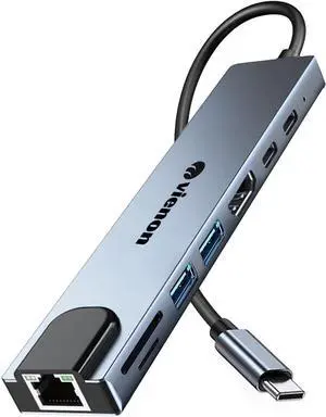 USB C Hub Ethernet HDMI Adapter 8 in 1 Laptop Docking Station with 4K HDMI RJ45 Ethernet 100Mbps SD/TF Card Reader USB 3.0/2.0 PD 100W LAN USB C Dongle for MacBook Pro/Air iPad Pro XPS etc