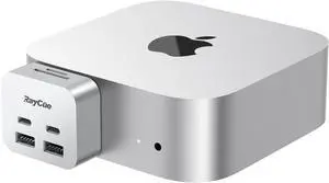 RayCue MiniPack Expansion Dock for Mac mini M4 | 6-Port USB-C Hub with Dual 10Gbps Adapters, 2 * 10G USB-C/ 2 * 10G USB-A/SD TF 3.0 Card Reader | High-Speed Data Transfer & Multi-Device Connectivity