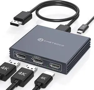 Displayport Splitter 3 Monitors Dual DP with HDMI Adapter 4K60Hz Extended Display 1 in 3 Out Displayport MST Hub for Multiple Monitors Compatible for PC Graphics Card  HP and More