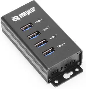 4-Port USB 3.2 Gen 1 Mountable Charging and SuperSpeed Data Hub with 5V/2A Power Adapter and USB Type-A to Type-B Cable Up to 900mA per Port Charging Function Wall and Surface Mounting