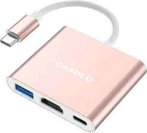 USB-C to HDMI Adapter 4K USB Hub with 100W PD Charging USB-A 3.0 Port Multiport Adapter for MacBook Chromebook iPad Surface TV Monitor and More