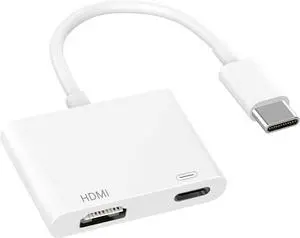 USB C to HDMI Adapter 4K@60Hz Type C to HDMI with 100W PD Fast Charging Port Video & Audio Sync Screen Converter Digital AV Adapter Compatible with iPhone 16/16 Pro/16 Pro Max/15/15 Pro/15 Pro Max