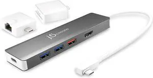 9 in 1 USB-C Hub-SuperSpeed+Gen 2 Type C Adapter w/Ethernet microSD/SD 4.0 4K HDMI USB-C 3.1 Gen2 Port PD 100W for MacBook Pro/Air XPS Chromebook & Other USB C Windows Laptops (JCD375)