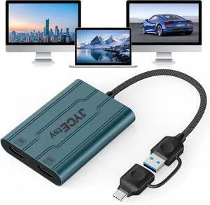 USB 3.0/USB C to HDMI Adapter Dual Monitor 4K@60Hz DisplayLink Adapter(DL6950) Multiple Displays Compatible with  Mac M1/M2/M3 Windows HDMI Splitter for Laptop & Desktop Driver Required