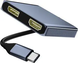 USB C to HDMI and DisplayPort Splitter Adapter 4K@60Hz Dual Monitor Adapter for Extended Display with HDMI/DisplayPort/USB3.0/100W PD Fast Charging Compatible with MacBook//HP/