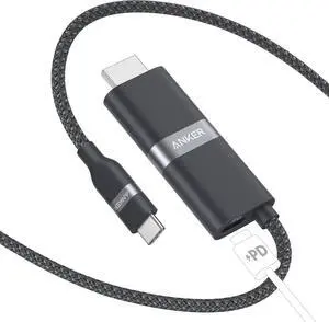 Nano USB C to HDMI Cable Adapter with 140W PD Fast Charging Port 4K@60Hz Sustainable with Advanced Shielding Thunderbolt 5/4/3 Compatible for MacBook iPhone HD TV (6FT Black)