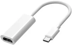 USB C to HDMI Adapter 4K 60HZ White Braided Type C to HDMI Converter Compatible with iPhone 15 16 iPad Air Pro Chromebook Pixelbook Spectre Galaxy Book 3 Ultra S10 Surface Laptop 5 ThinkPad T14