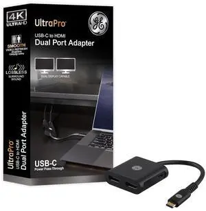 USB-C to Dual HDMI Adapter 4K @60hz Type C to HDMI Converter Display Splitter and USB C Pass-Through Supports Extended Display of Dual Monitors for Laptop Desktop Tablet Gray 81661