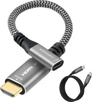 HDMI to USB-C Cable Adapter with USB Video Cable Uni-Directional HDMI Male (Source) to USB Type-C 3.1 Female (Display) Converter for AR Glasses with 1 USB C-to-C Cable 4Feet Support 4K@60Hz PD 100W
