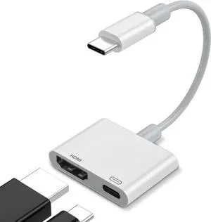 USB C to HDMI Adapter for iPhone 15/16 Digital AV Audio Dongle 4K Video & Audio Sync Screen Converter with 100W Fast Charge Type C to HDMI Adapter for iPhone 15 iPhone 16 MacBook iPad Pro Galaxy