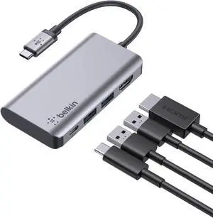 USB C Hub 4-in-1 Multi-Port Laptop Dock with 4K HDMI USB C Docking Station with 100 Watt Pass-Through Power Delivery 2 X USB A Ports For MacBook Pro Air iPad Pro Chromebook and More