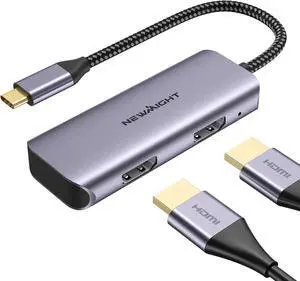 USB C to Dual HDMI Adapter Dual Monitor Adapter Supports 4K@60Hz and Dual 4K@30Hz Dual Monitor HDMI Splitter for MacBook iPad HP  iPhone 15/16 Series
