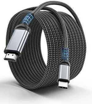 USB C to HDMI 15 Feet Cable 4K Anti-Interference Gold-Plated Plugs Aluminum Type-C to HDMI Cord Thunderbolt 3 & 4 Compatible for MacBook iMac iPad Pro Galaxy Surface  HP